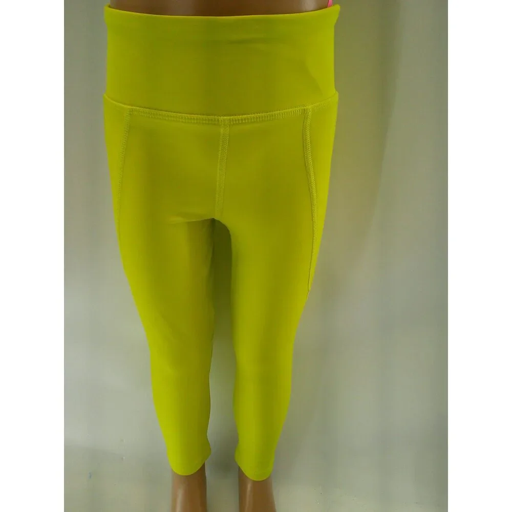 Pre-Owned Dance Leggings Old Navy XS Child 5 Highlighter Yellow Lycra